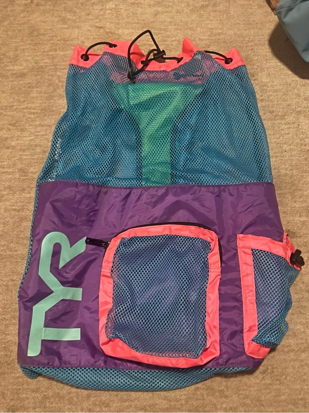 Kids Mesh Swim Gear Bag - Teal, Purple & Pink